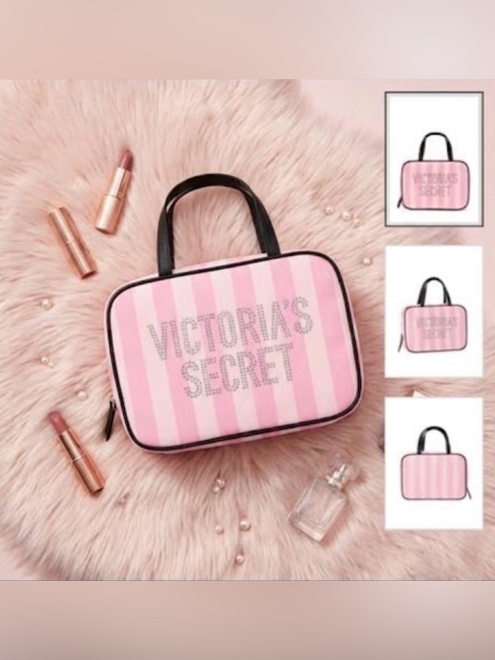 Victoria's Secret Pink Signature Striped Cosmetic Bag